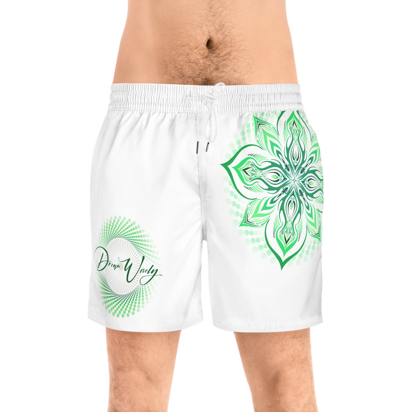 GREEN // Dream Wisely // Tigerflower // Men's Mid-Length Swim Shorts